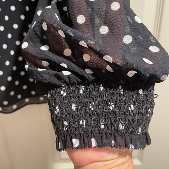 J. Crew Blouse. Top. Long Sleeve. XXL. Polka dot. Chiffon. Mock neck. - Picture 4 of 8